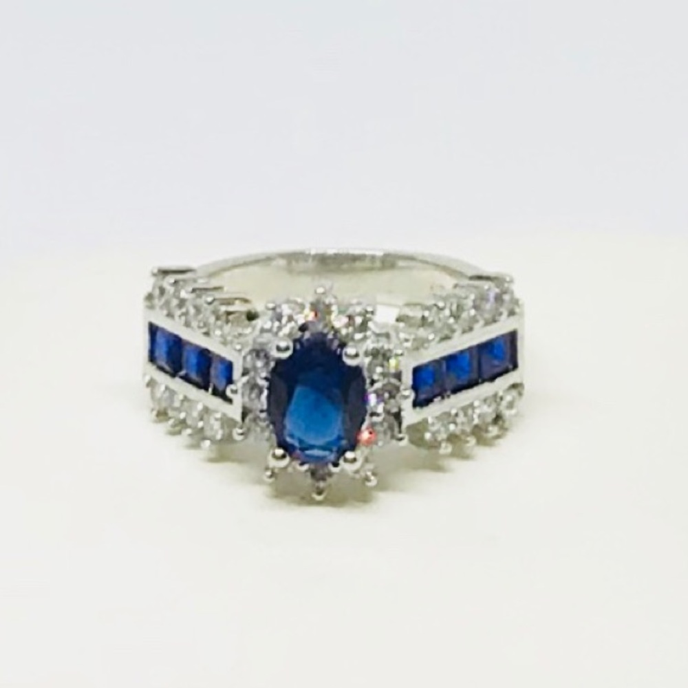 Oval Blue Zircon Gold Plated Ring